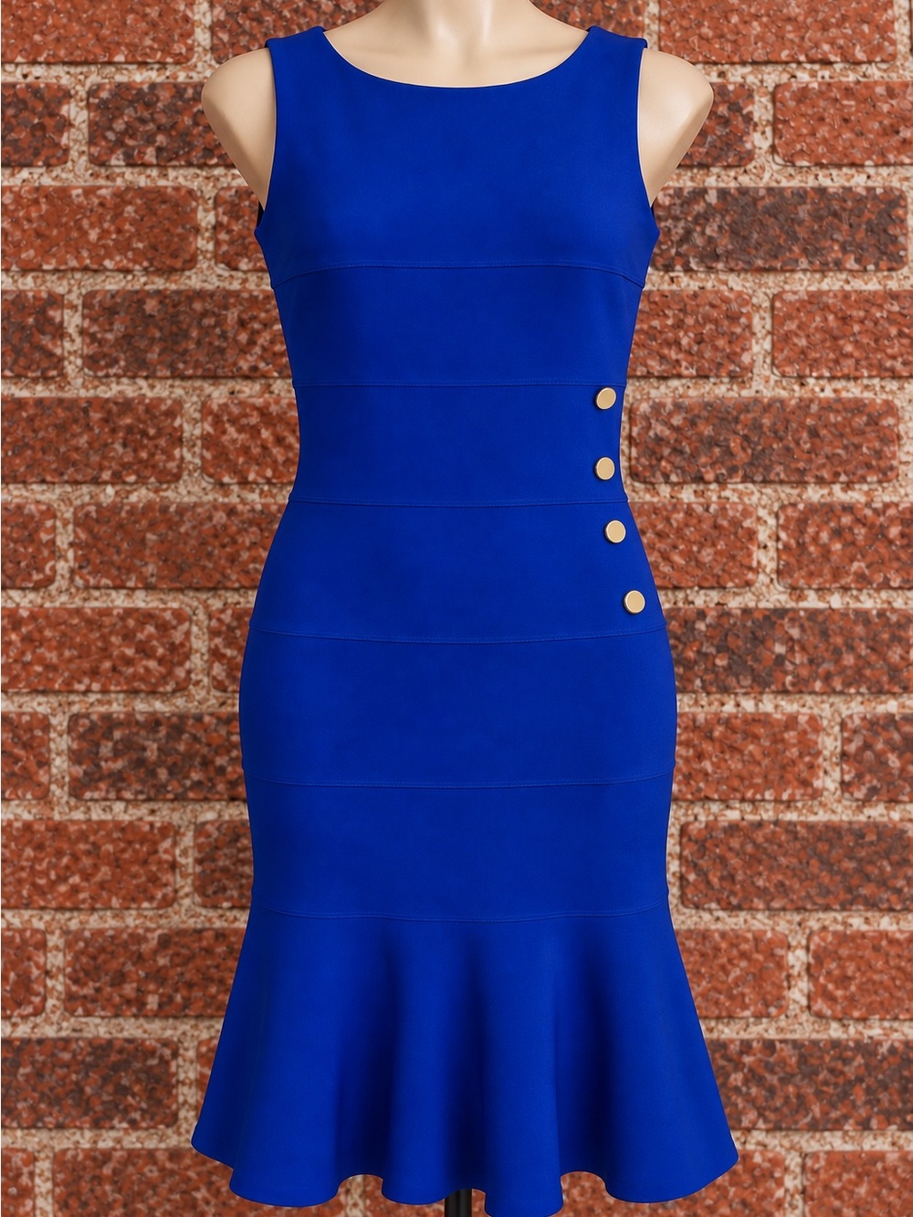 ENFOCUS Studio Royal Blue Stretch Fit & Flare Dress Size 4